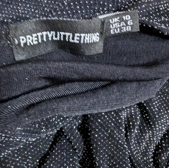 PrettyLittleThing Black Glitter Mini Dress - Picture 9 of 9